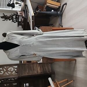 VINTAGE DRESS Light Grey 1940s Pearl Details Dressmaker Pockets! Circle Skirt